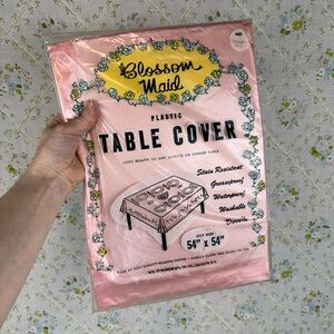 Vintage 50’s Pink Blossom Maid Plastic Table Cover